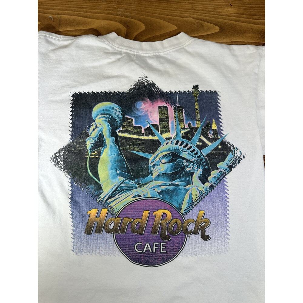 Hard Rock Cafe New York Mens Tee Shirt White Graphic Short Sleeve Small Vintage